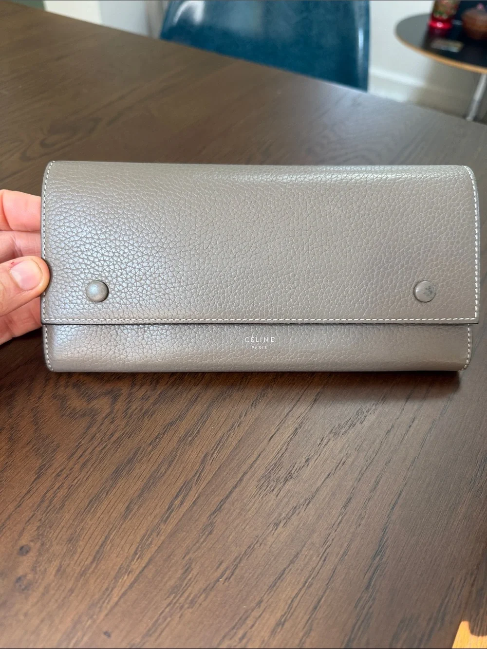 Celine Grayish Taupe/Yellow Leather Continental Wallet